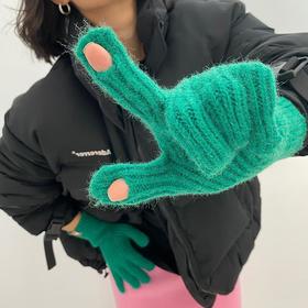 小红书爆款~个性露指纯色毛线针织保暖手套分指触屏防寒原宿风