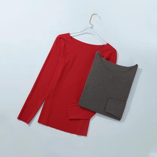 安莉芳秋冬专柜新品圆领暖衣上装女本命年红无痕打底衫ED00242 商品图2