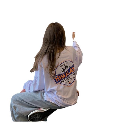 卫衣女棉2022初秋新款韩版中长款前后印花宽松学生女装上衣 商品图4