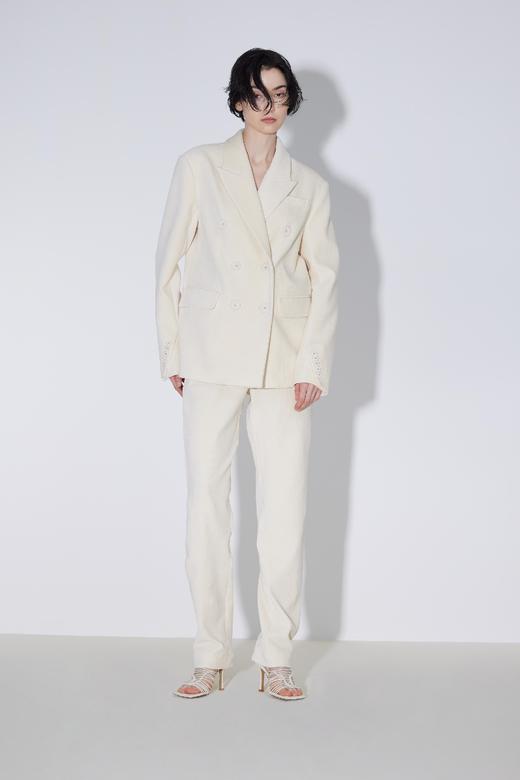 条绒纹枪驳领双排扣西服 商品图0