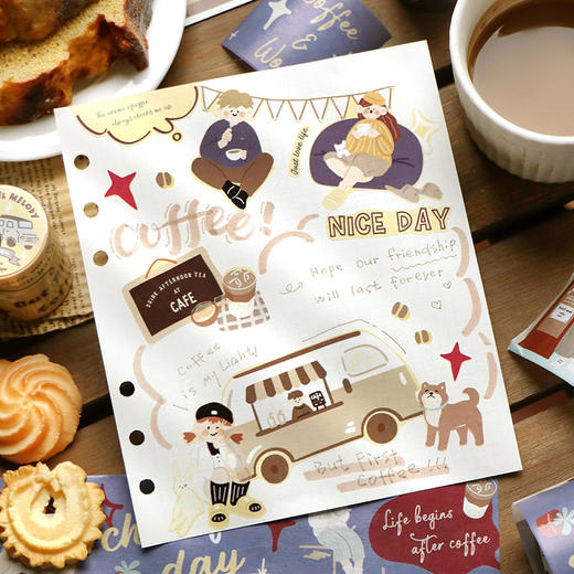 信的恋人 0.9m循环特油和纸胶带《焦糖色旋律》50mm x 5mins风手账复古可爱人物主题DIY手帐拼贴装饰素材 商品图3