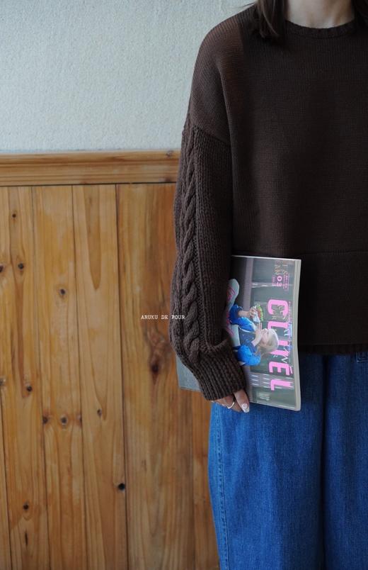 （4折）HAOLU棕色浅棕藏蓝圆领毛衣 商品图4