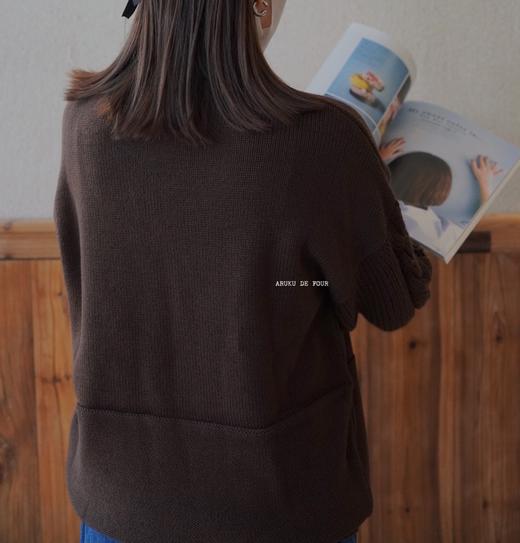 （4折）HAOLU棕色浅棕藏蓝圆领毛衣 商品图9