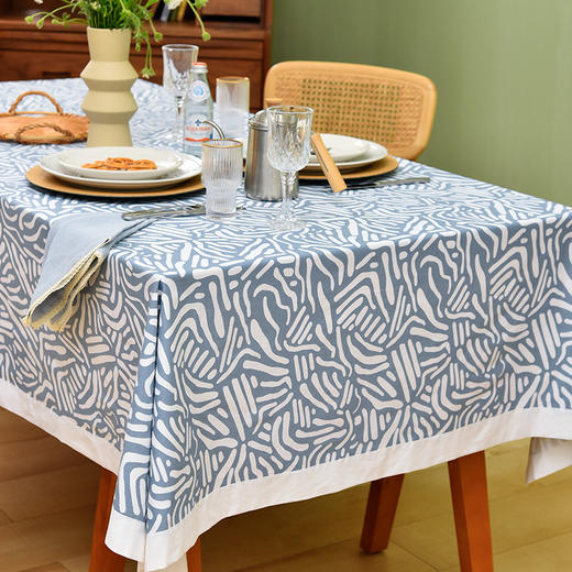 波浪几何系列长方形桌布田园清新纯棉桌布 商品图2