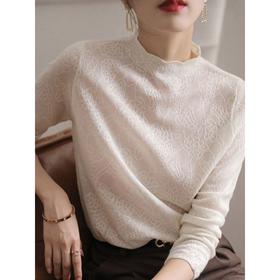 【慵懒温婉 唯美过冬】秋新款设计感小众针织衫秋季洋气薄款蕾丝打底衫气质上衣女长袖