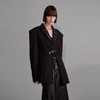 NUTH“征象背后”｜黑色拼皮西装收腰修身设计西装外套 商品缩略图0
