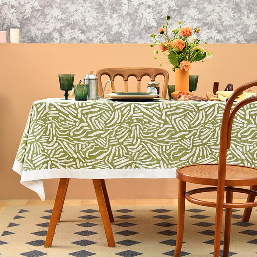 波浪几何系列长方形桌布田园清新纯棉桌布 商品图0
