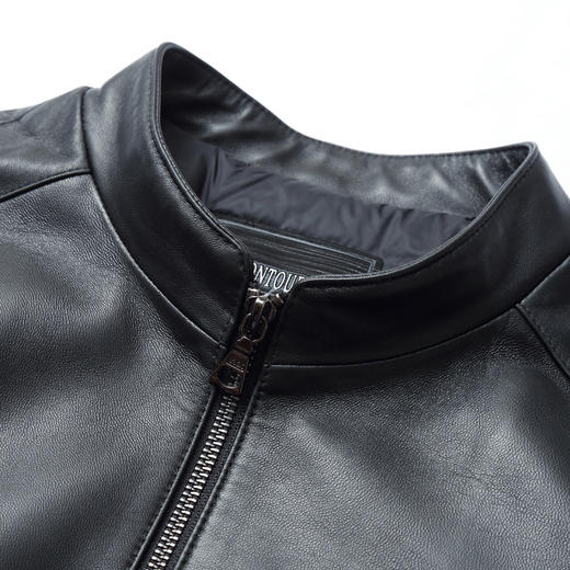 【真皮】大依优型大码真皮桑蚕丝薄棉衣夹克外套休闲简约大号皮夹克真皮皮草加肥加大 商品图2