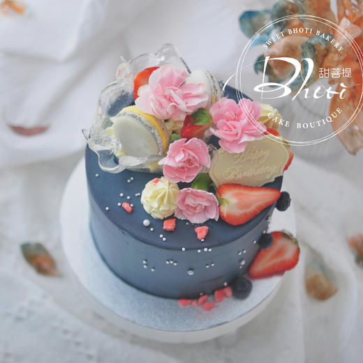 动物性淡奶油系列（自然花系）英国进口纯动物奶油生日蛋糕0111【加高款】 商品图0