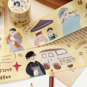 信的恋人 0.9m循环特油和纸胶带《焦糖色旋律》50mm x 5mins风手账复古可爱人物主题DIY手帐拼贴装饰素材