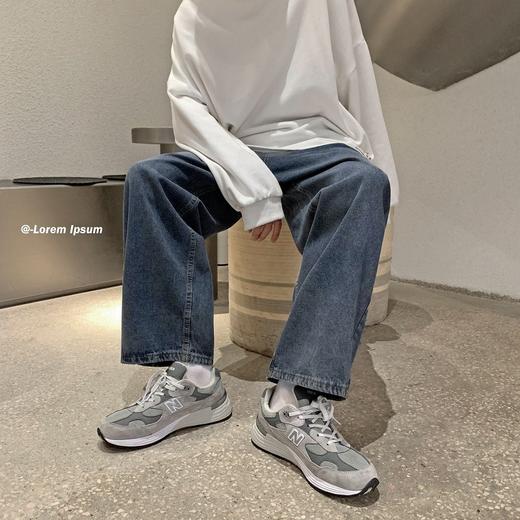 港风复古牛仔裤男宽松直简阔腿裤ins青年韩版潮流水洗拖地长裤子 商品图2