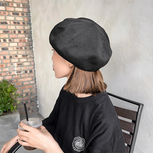 「13款配色」韩版春秋款光板贝雷帽子 女ins薄款黑色复古画家八角帽配饰 商品图2