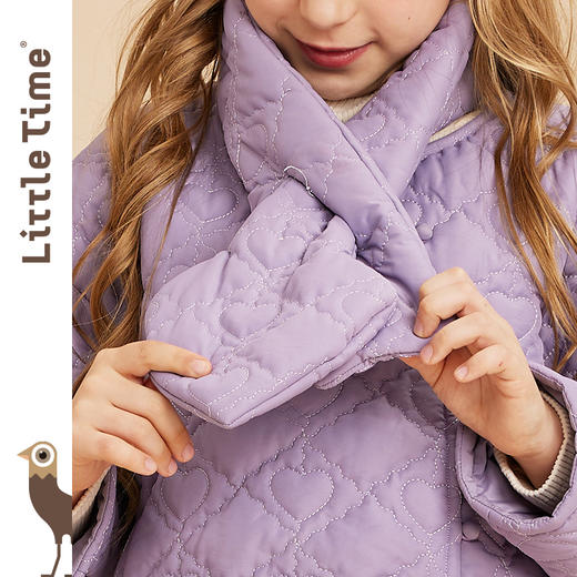 littletime女童棉服外套冬装2022新款宝宝单排扣儿童加厚保暖棉衣 商品图3