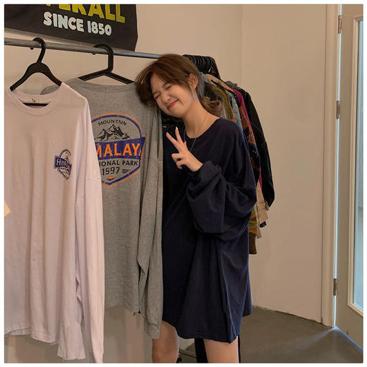 卫衣女棉2022初秋新款韩版中长款前后印花宽松学生女装上衣 商品图1