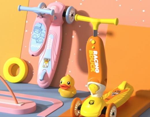 乐的（Luddy）小黄鸭儿童二合一滑板车  WY 商品图1