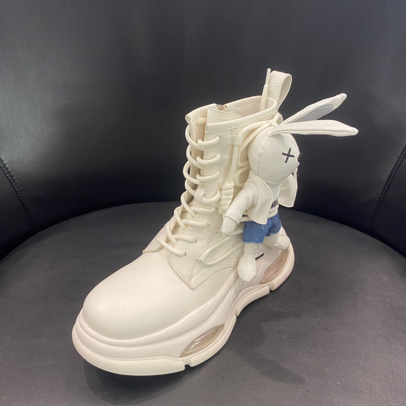 LFGJ 15103 运动休闲鞋女秋冬真皮高帮厚底卡通甜酷老爹鞋ins潮