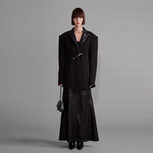 NUTH“征象背后”｜黑色拼皮西装收腰修身设计西装外套 商品图2