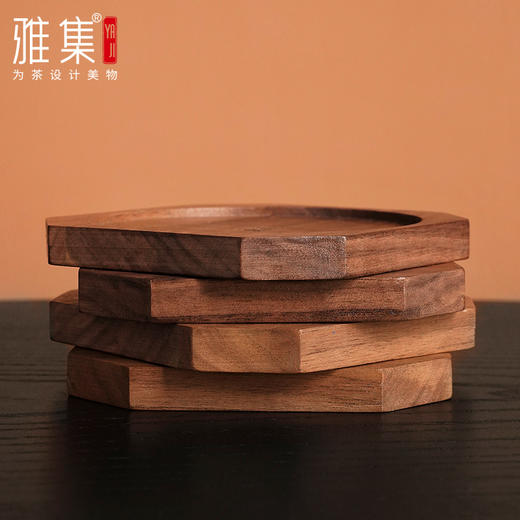 雅集茶具 胡桃木 杯垫 紫砂壶托 八角胡木杯垫 商品图3