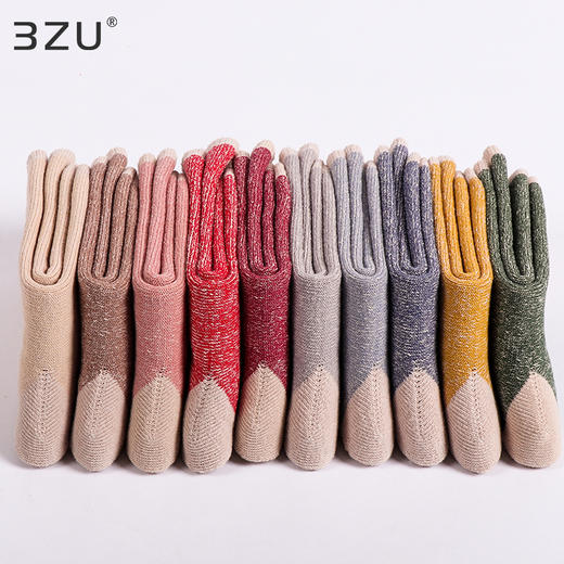 【任选6双99.5】足装秀秋冬女士春季中筒莫兰迪全毛圈吸湿排汗保暖中邦女袜 商品图1