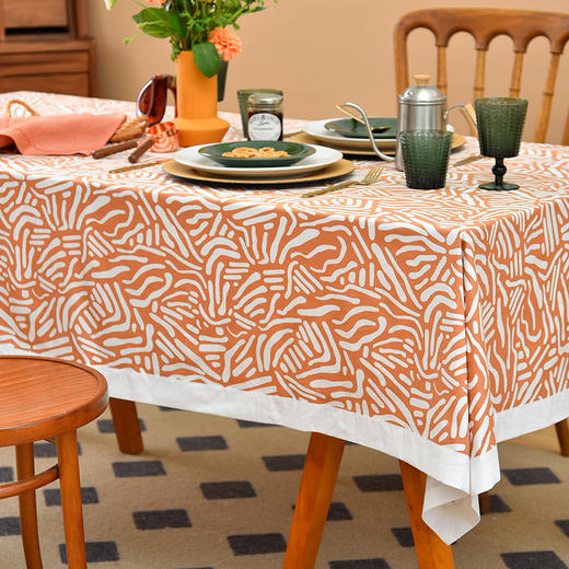 波浪几何系列长方形桌布田园清新纯棉桌布 商品图1