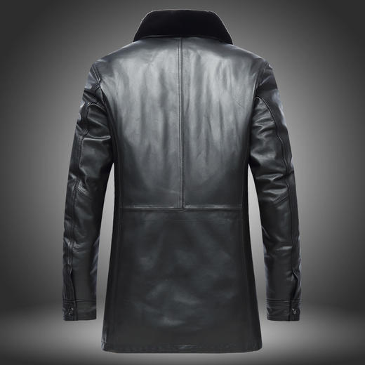 【真皮】大依优型大码中长款貂毛领绵羊皮羽绒服夹克外套休闲简约大号皮夹克真皮皮草加肥加大 商品图4