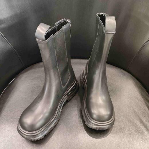 LFGJ 13803真皮切尔西中筒厚底烟管靴女 商品图5