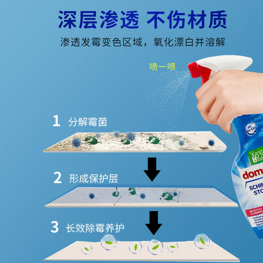 【中欧班列精选2瓶】德国domol多用除霉去黑喷雾  原装进口ROSSMANN去霉喷雾神器清洁剂墙面发霉白墙家用墙体除霉喷雾 500ml/瓶 商品图3