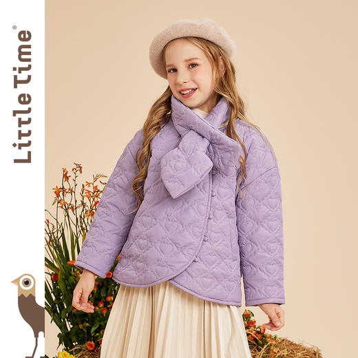 littletime女童棉服外套冬装2022新款宝宝单排扣儿童加厚保暖棉衣 商品图0