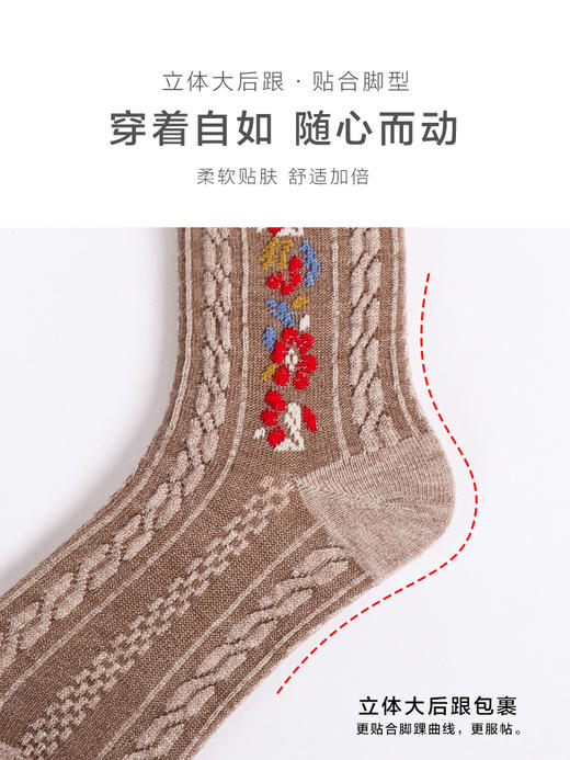 【任选6双99.5】足装秀秋冬女士春季长筒丝光羊毛保暖反织立体提花长邦女袜 商品图6