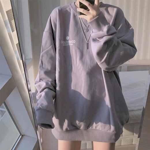 新款时尚含棉原宿风卫衣女ins韩版宽松休闲上衣港风打底衫学生女装 商品图0