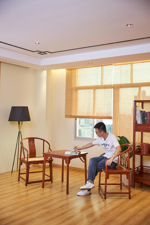 红桥红  家具严选  缅甸花梨（大果紫檀）【如意壸门垂手配小棋桌 圈椅 三件套】 商品图5