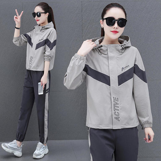 XMH-DLC3186-081 时尚气质休闲连帽长袖卫衣运动裤两件套 商品图0