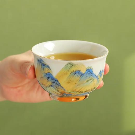 成艺陶瓷 千里江山反口手心杯 品茗杯 /山居图聚香杯/玛瑙红山水思缘杯  主人杯 商品图6