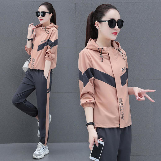 XMH-DLC3186-081 时尚气质休闲连帽长袖卫衣运动裤两件套 商品图1