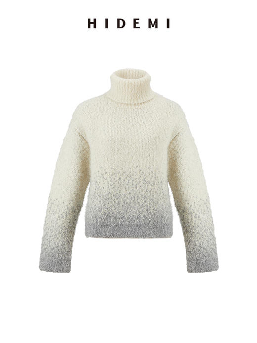 HIDEMI 圈圈羊毛混纺加厚粗针高领廓形星星渐变毛衣 商品图8