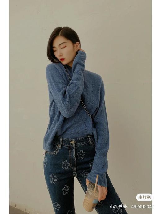 3楼阿玛施AMASS服饰蓝色羊绒毛衣 商品图1