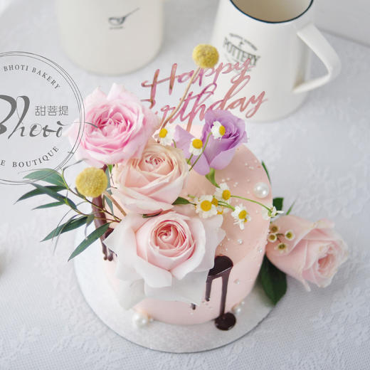 动物性淡奶油系列（自然花系）英国进口纯动物奶油生日蛋糕0130【加高款】 商品图0