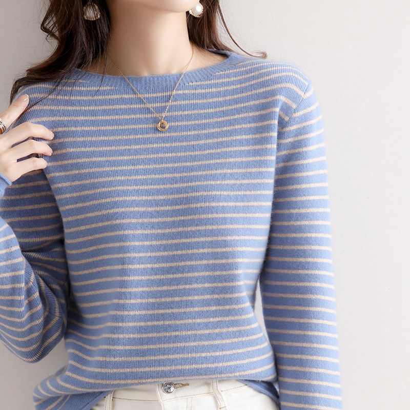 【2件立减20元】永不过时经典 圆领&高领条纹针织衫 百搭又时尚 穿上立马显瘦！