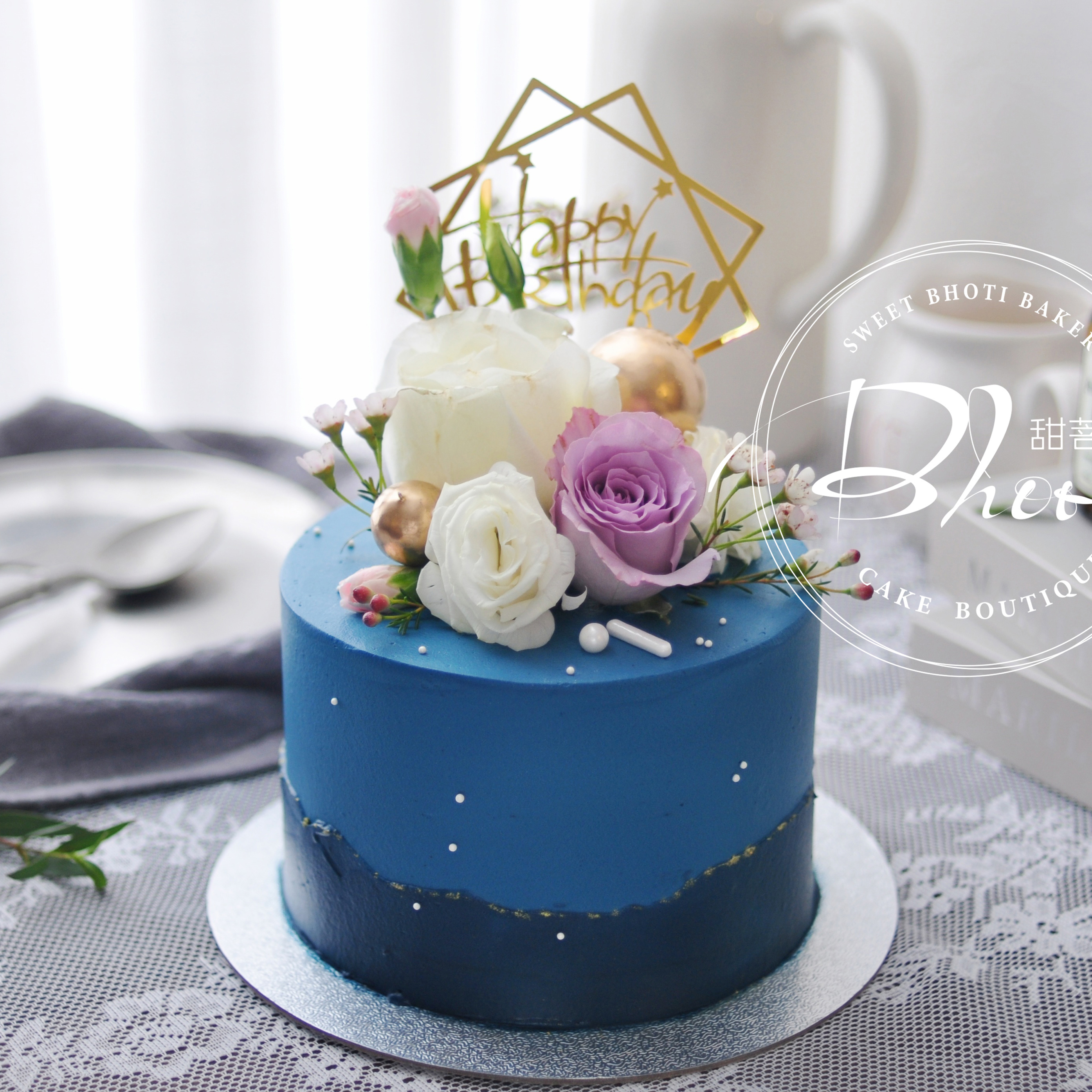 动物性淡奶油系列（自然花系）英国进口纯动物奶油生日蛋糕0110【加高款】