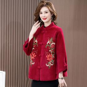 P11275秋冬外套2022新款洋气中老年女装大码水貂绒开衫喜婆婆上衣