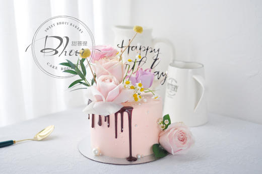 动物性淡奶油系列（自然花系）英国进口纯动物奶油生日蛋糕0130【加高款】 商品图1