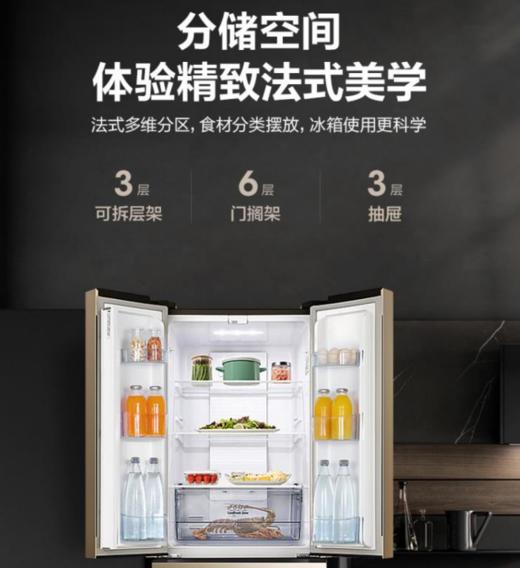 海信【BCD-302WTG 】 302升 法式四门冰箱 三温区除异味可嵌入橱柜 幻影面板双冻力制冷 商品图3