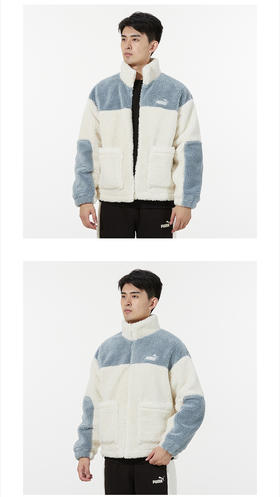 PUMA彪马男装女装 秋季新款情侣中性款运动服宽松上衣休闲服时尚羊羔绒舒适外套立领夹克 534931-93/尺码偏大