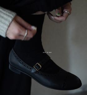 6折chausser黑色皮鞋