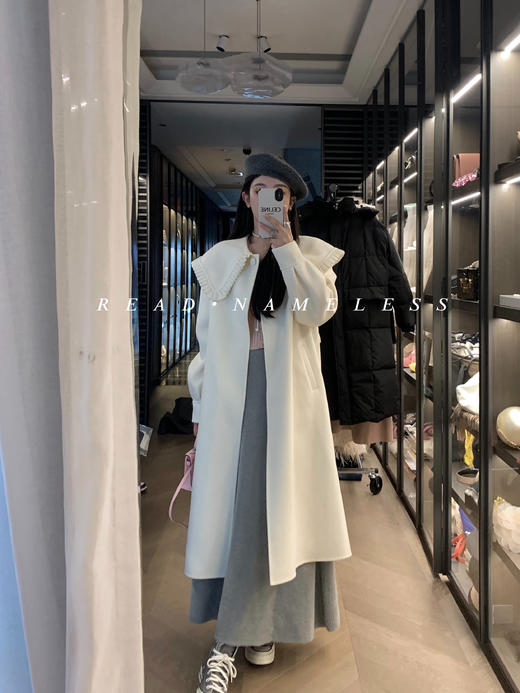 Read Nameless /白色100%全羊毛双面呢大衣 商品图3