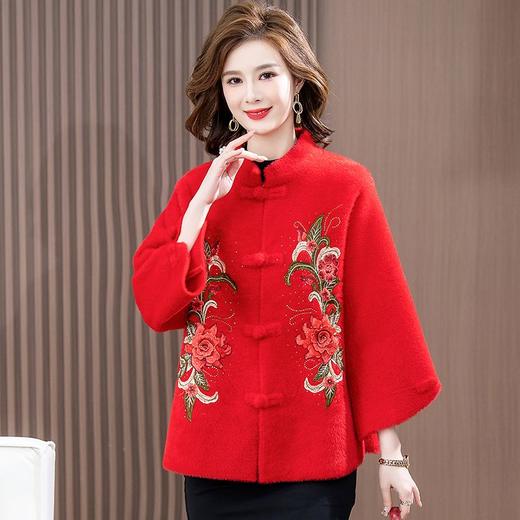 P11275秋冬外套2022新款洋气中老年女装大码水貂绒开衫喜婆婆上衣 商品图2