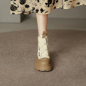 RZXY8-14-23 时尚气质百搭圆头拼色厚底马丁靴