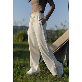 【81%棉垂感毛圈卫衣面料】多穿法侧缝排扣运动休闲长裤