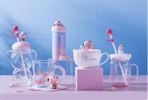 泰迪珍藏樱花水杯吸管玻璃杯QG 商品图1