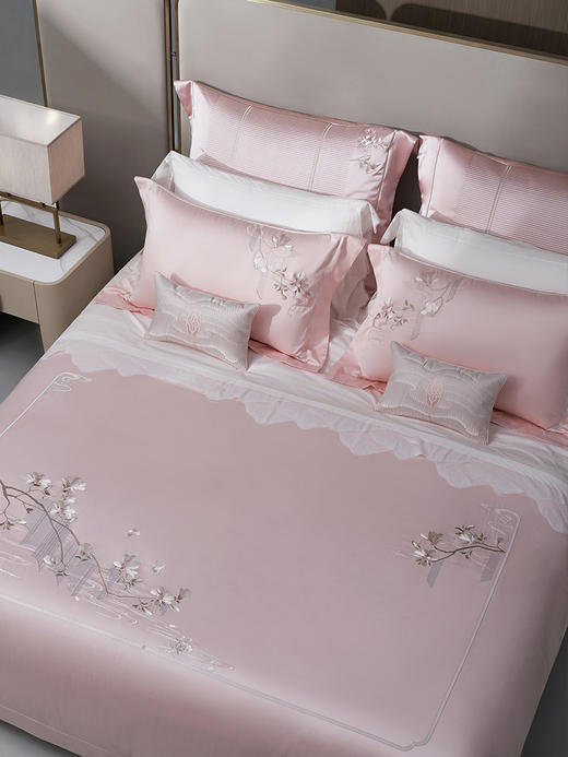 whinny/惠谊 新中式婉约100S新疆长绒棉全棉绣花四件套 香露 商品图1